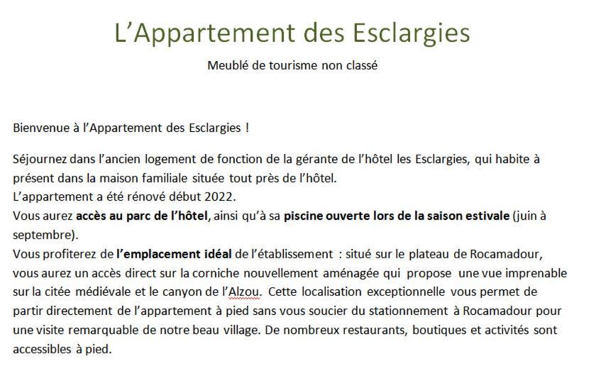 L'Appartement Des Esclargies Rocamadour Zewnętrze zdjęcie